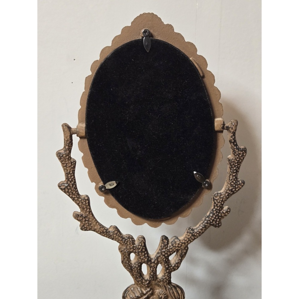 Vintage Cast Metal 13" Tiltling Mirror. Victorian Style With Seashell Details. - Picture 7 of 8